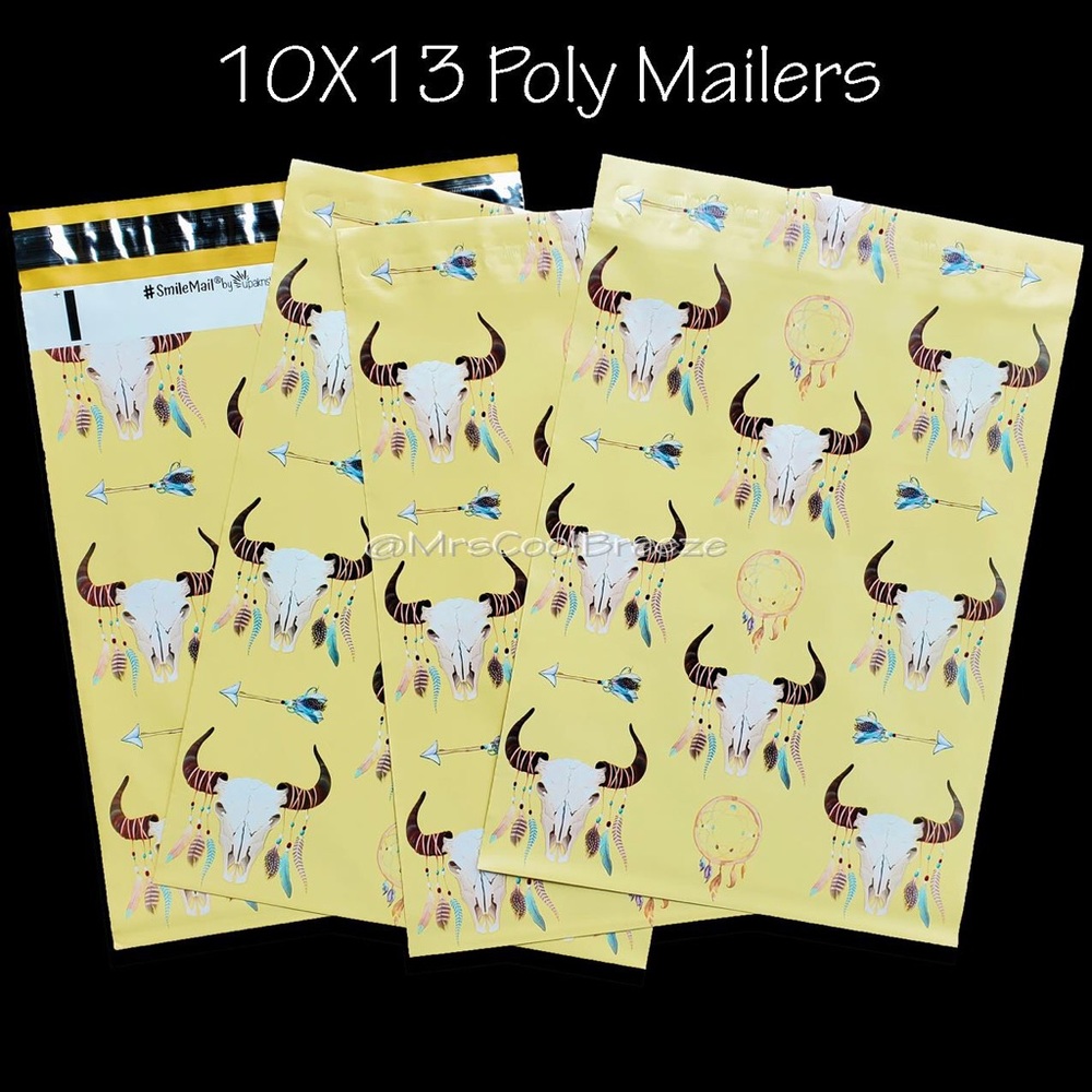 100 - 10X13 Boho Skull Designer Poly Mailers